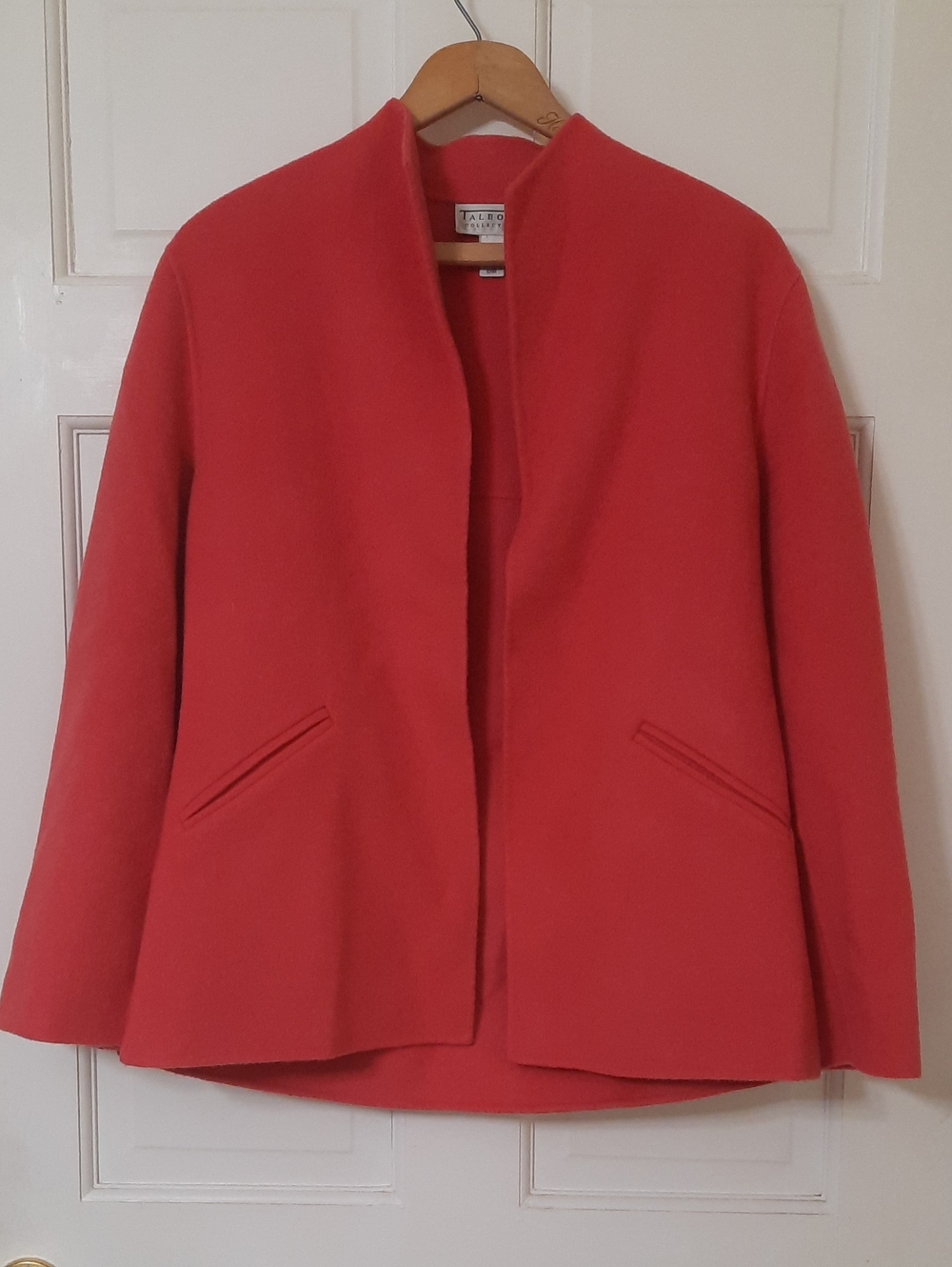 Talbots Coral-Red Open-Front Wool Blend Blazer